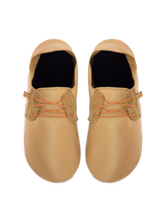 Lace up leather slippers savanna