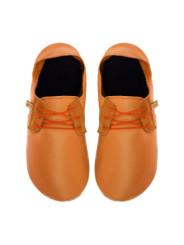 Lace up leather slippers brandy
