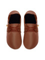 Lace up leather slippers bruciato