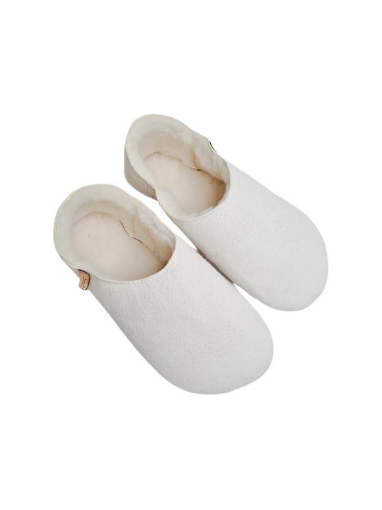 Babouche white sheepskin slippers