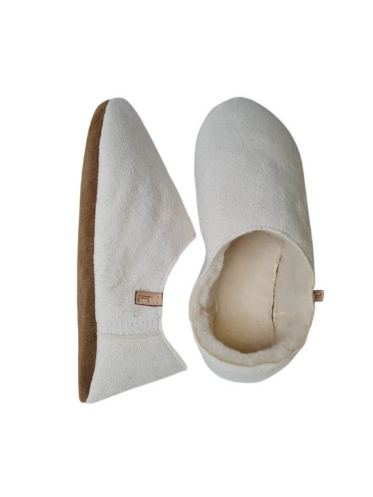 Babouche white sheepskin slippers