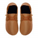 Lace up leather slippers caramel