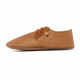 Lace up leather slippers caramel