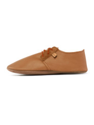 Chaussons lacets cuir caramel