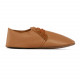 Lace up leather slippers caramel