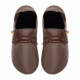 Lace up leather slippers taupe