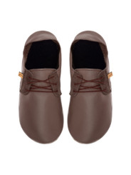 Chaussons lacets cuir taupe