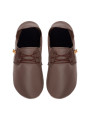 Chaussons lacets cuir taupe