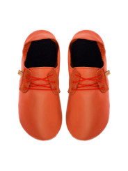 Lace up leather slippers corallo
