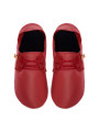 Lace up leather slippers bordo