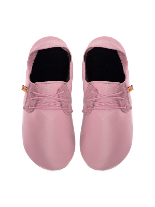 Lace up leather slippers cameo