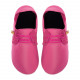 Lace up leather slippers fuxia