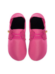 Chaussons lacets cuir fuxia