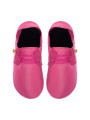 Chaussons lacets cuir fuxia
