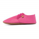 Lace up leather slippers fuxia