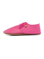 Lace up leather slippers fuxia