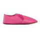 Lace up leather slippers fuxia