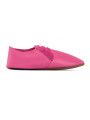 Chaussons lacets cuir fuxia
