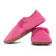 Lace up leather slippers fuxia