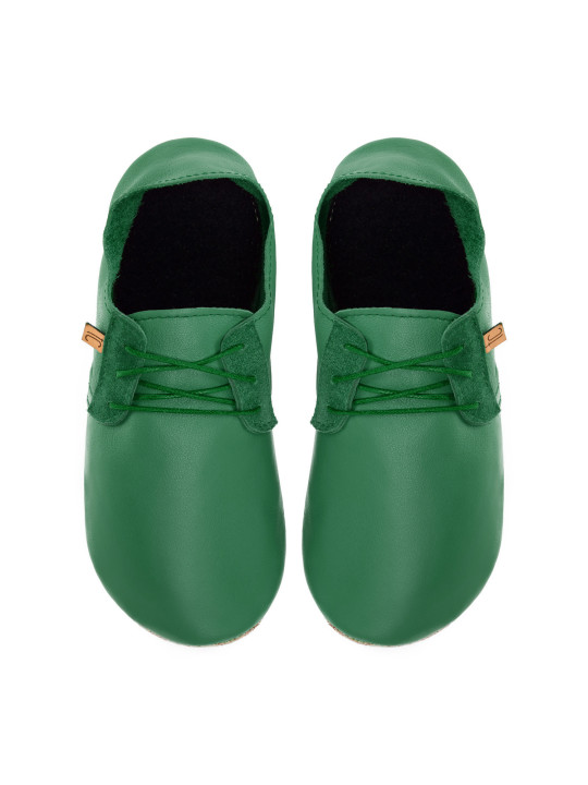 Chaussons lacets cuir avocado