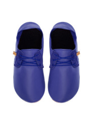 Lace up leather slippers denim