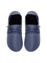 Lace up leather slippers blu marino