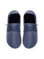 Lace up leather slippers blu marino