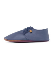 Lace up leather slippers blu marino