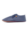 Lace up leather slippers blu marino