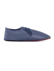 Lace up leather slippers blu marino