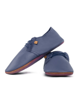 Chaussons lacets cuir blu marino