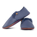 Chaussons lacets cuir blu marino