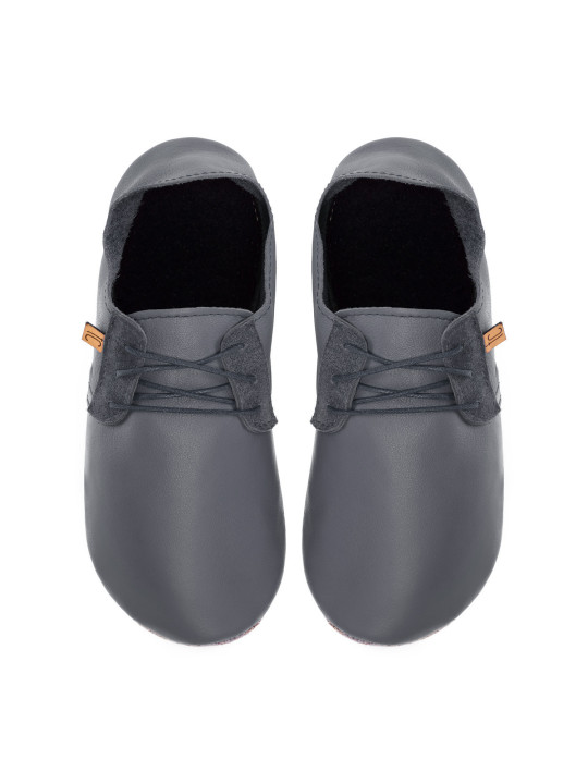 Lace up leather slippers fog