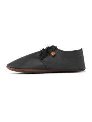 Lace up leather slippers nero