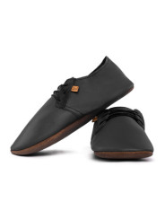 Lace up leather slippers nero