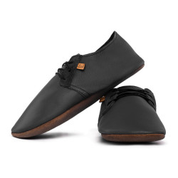 Lace up leather slippers nero