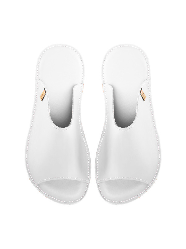 Slides été tong blanche en cuir