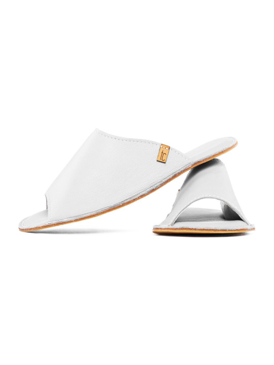 Slides été tong blanche en cuir