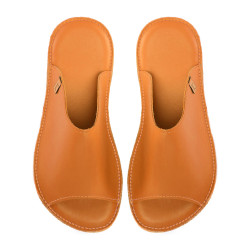 Claquette slides cuir brandy