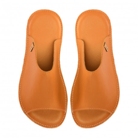 Claquette slides cuir brandy