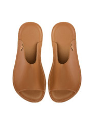 Claquette slides cuir caramel