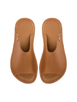 Claquette slides cuir caramel