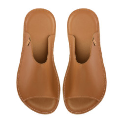 Claquette slides cuir caramel