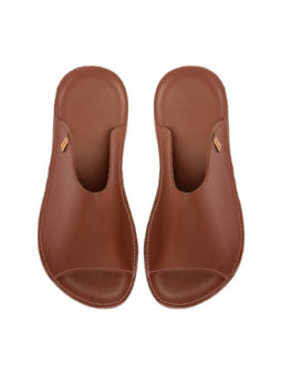 Claquette slides cuir bruciato