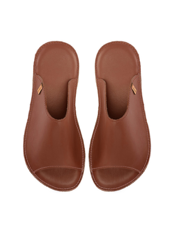 Leather Slides leather bruciato