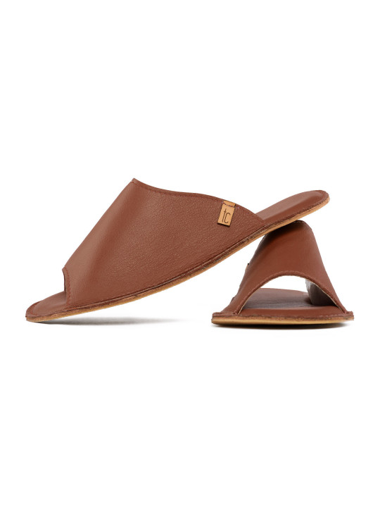 Claquette slides cuir bruciato