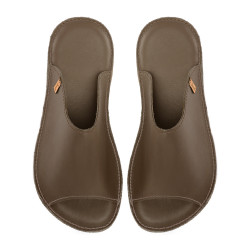 Claquette slides cuir taupe