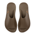 Claquette slides cuir taupe