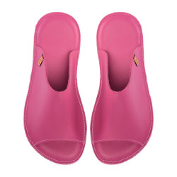 Claquette slides cuir fuxia