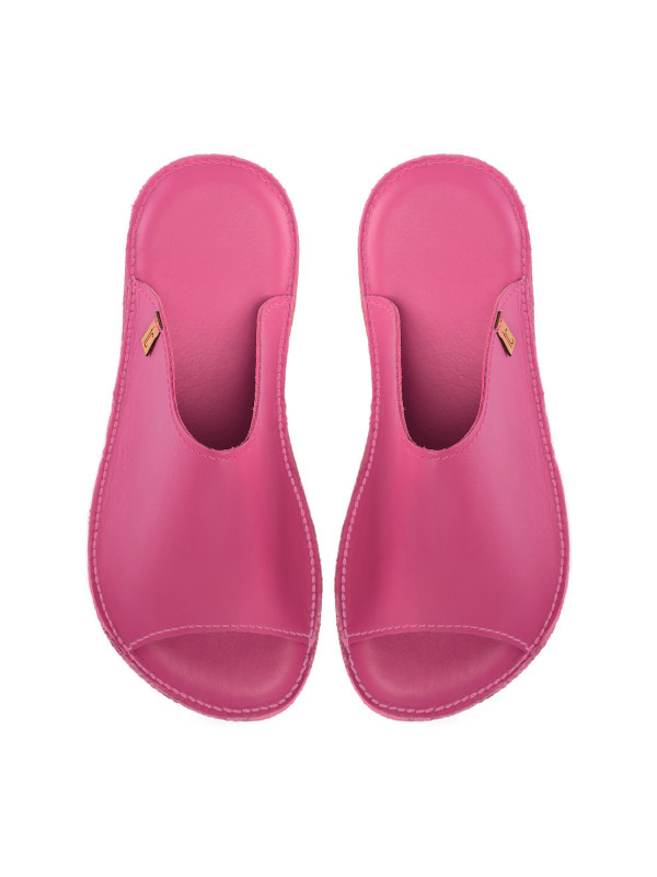 Leather Slides leather fuxia